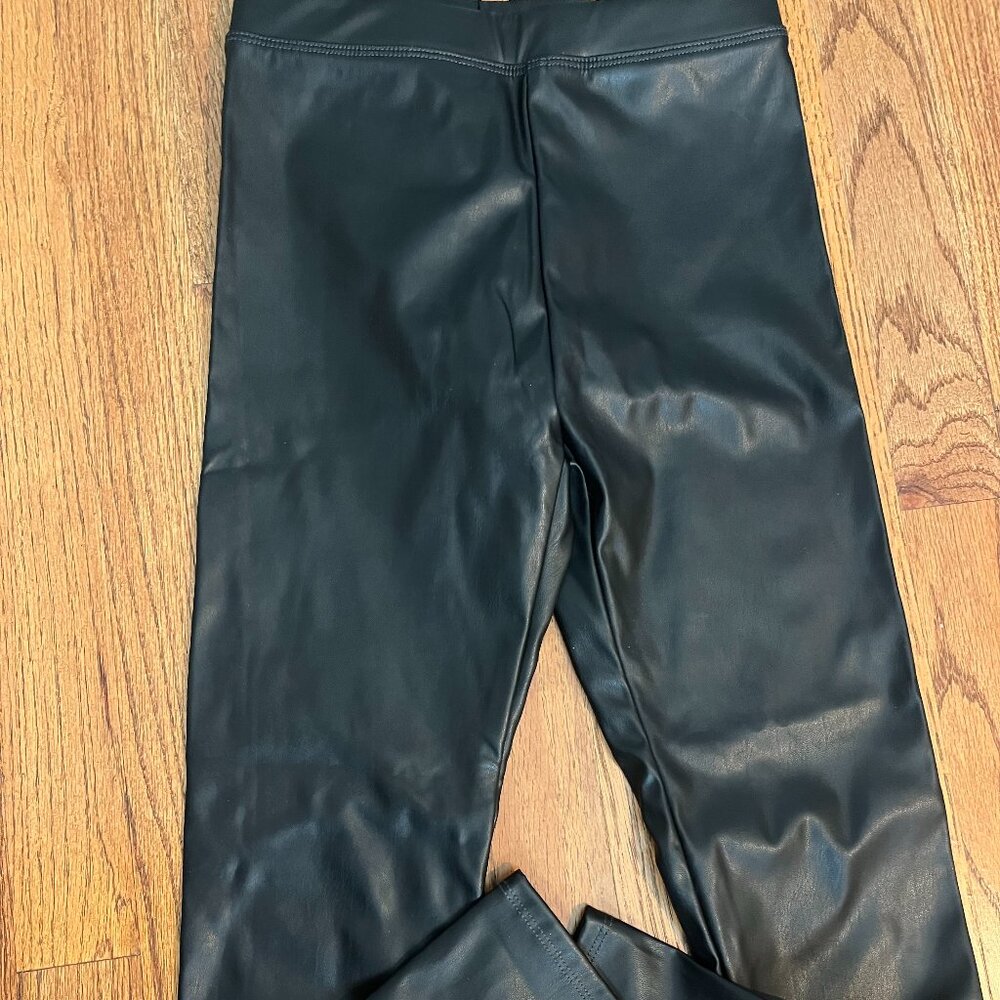 Girls black pleather leggings